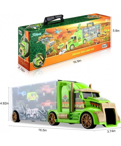 Dinosaur Toys Truck with 15 Dinosaurs 5 Metal and 5 Plastic Die-Cast Cars and 1 Helicopter and Dinosaurs Book for 3-12 Years ...