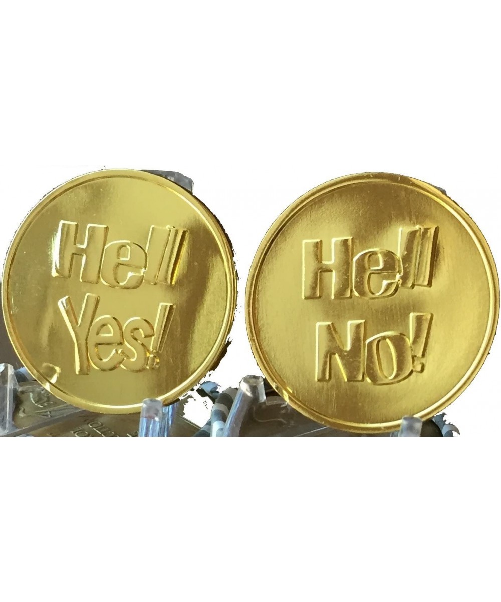 Hell Yes - Hell No Flipping Coin Gold Color Decision Maker Flip Medallion $16.95 Novelty Coins