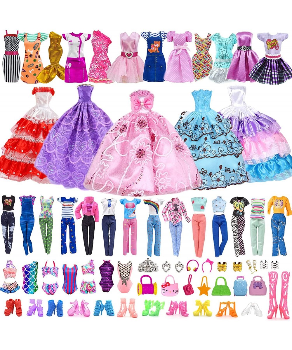 50 Pcs Doll Clothes Outfit for Barbie Doll 11.5 Inch Doll Accessories Collection with 3 Princess Dresses+10 Dressest+6 Tops+6...