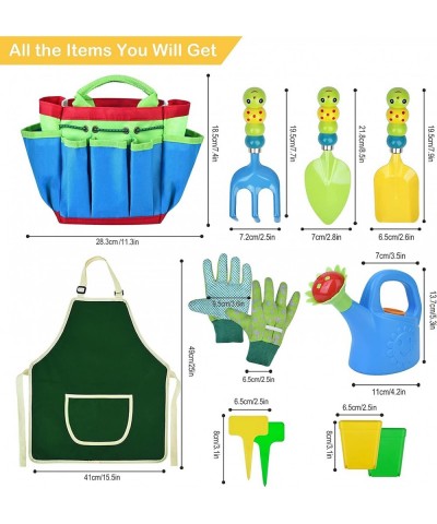 Kids Gardening Tools Set - 12 PCS Colorful Metal Garden Tools Set for Children Include Child Safe Rake Shovel with Cute Handl...