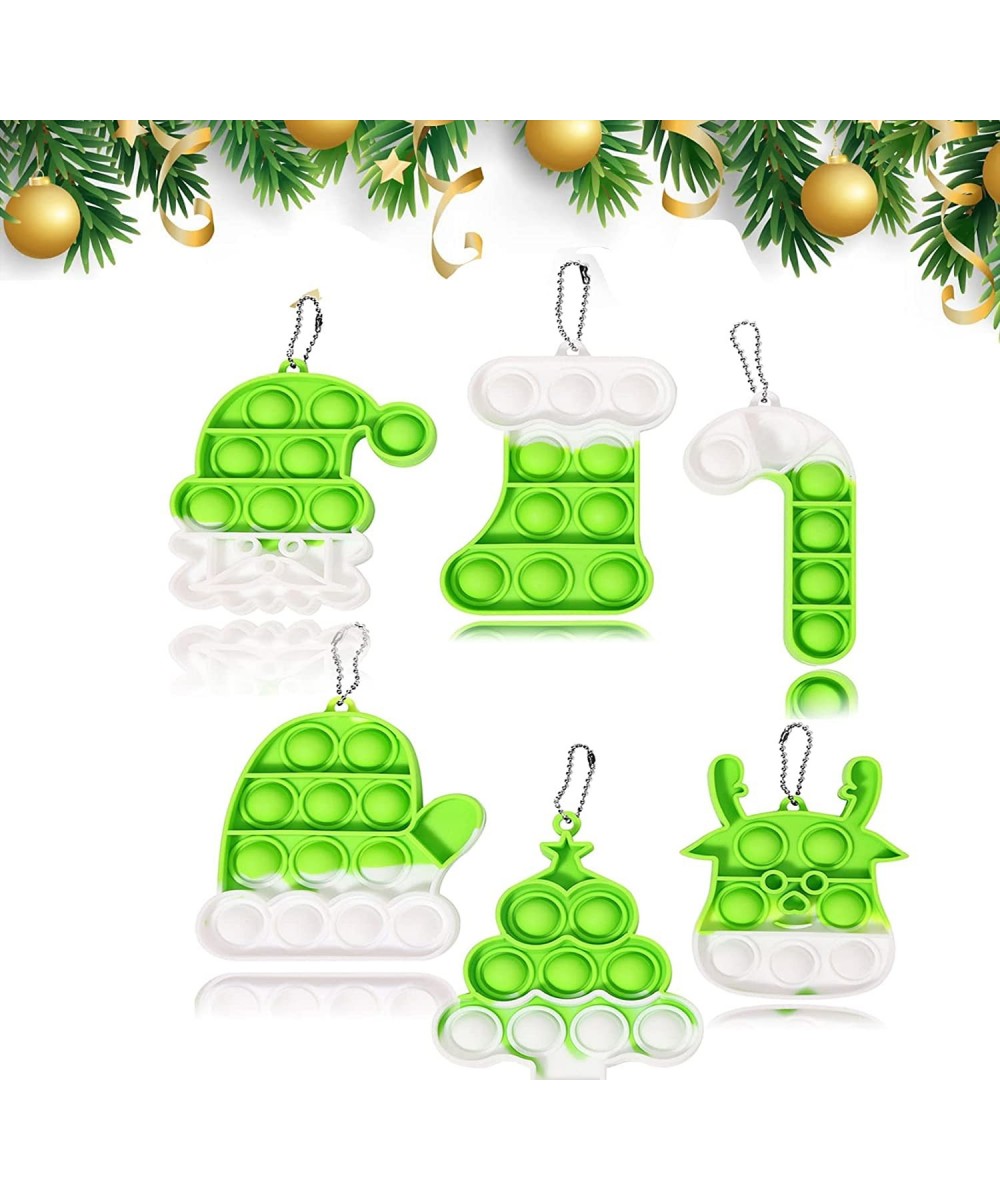 6Pcs Christmas Push Bubble Sensory Fidget Toys Box Pop-on-It Fidget Popper Xmas Gift Decorations for Kids Adults (Green White...