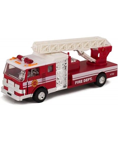 Children's Collectible Die-Cast Metal Pull-Back Action & Sound Fire Engine Truck with Ladder Red $21.76 Kids' Play Trucks