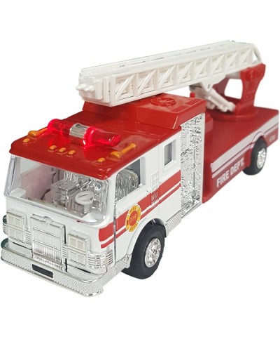 Children's Collectible Die-Cast Metal Pull-Back Action & Sound Fire Engine Truck with Ladder Red $21.76 Kids' Play Trucks