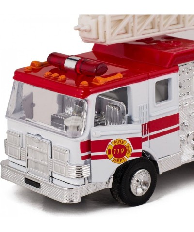 Children's Collectible Die-Cast Metal Pull-Back Action & Sound Fire Engine Truck with Ladder Red $21.76 Kids' Play Trucks