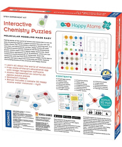 Happy Atoms 2D: Interactive Chemistry Puzzles | Intro to Atoms Molecules Bonding | Create Thousands of Molecules with Card-Ba...