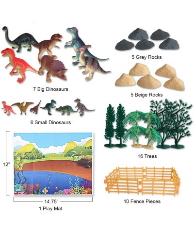 50 Piece Dinosaur Play Set Dino Playset with Various Dinosaurs Trees Rocks Fence and Play Mat Dinosaur Toys Box Set for Boys ...