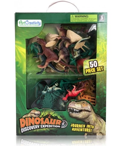 50 Piece Dinosaur Play Set Dino Playset with Various Dinosaurs Trees Rocks Fence and Play Mat Dinosaur Toys Box Set for Boys ...