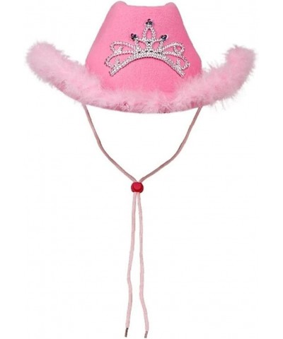 Cowboy Hat Flashing Crown with Lanyard Cowboy Princess Hat Holiday Costume Party Pink $18.97 Kids' Dress-Up Accessories