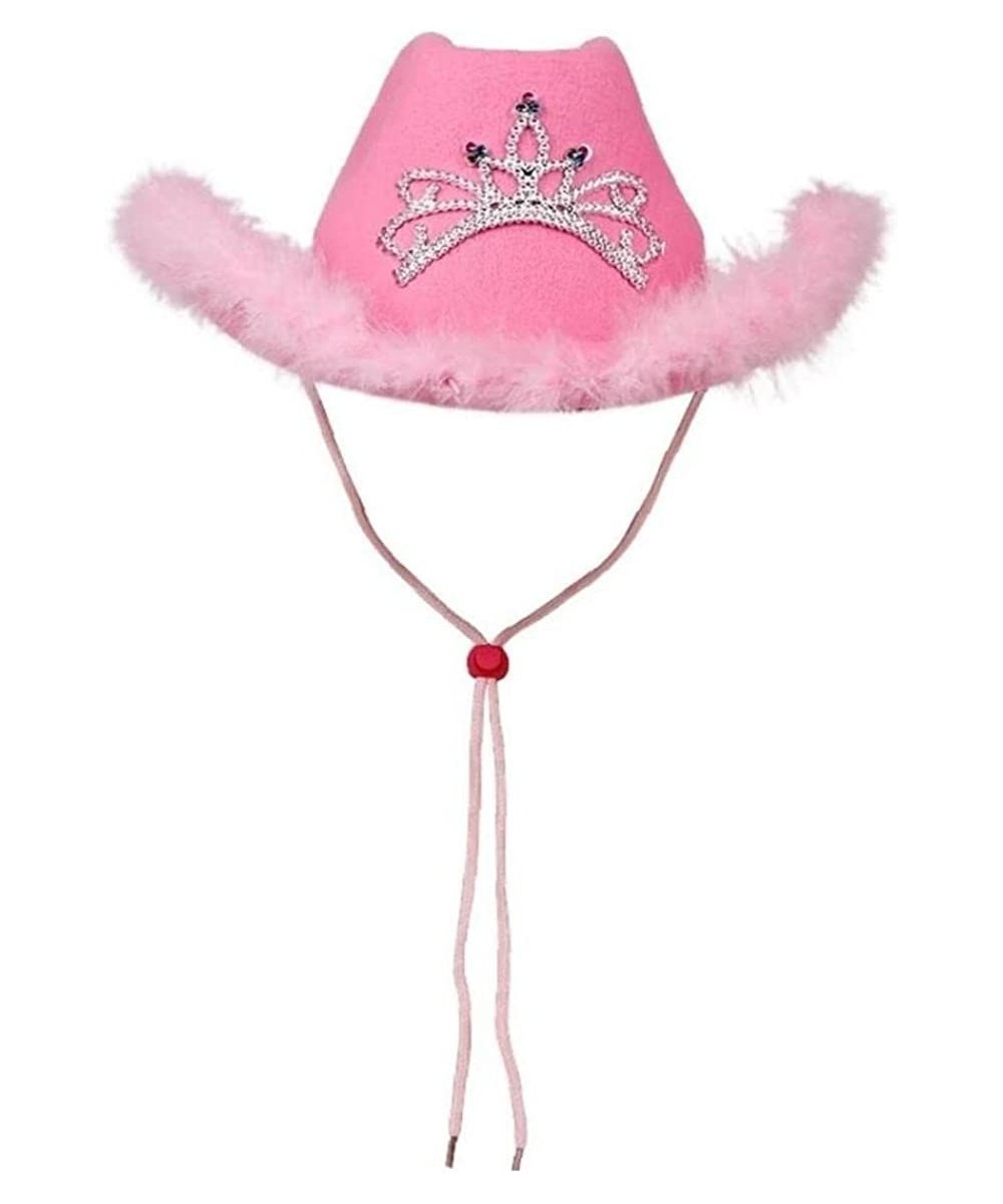 Cowboy Hat Flashing Crown with Lanyard Cowboy Princess Hat Holiday Costume Party Pink $18.97 Kids' Dress-Up Accessories