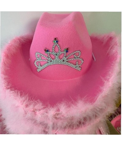 Cowboy Hat Flashing Crown with Lanyard Cowboy Princess Hat Holiday Costume Party Pink $18.97 Kids' Dress-Up Accessories