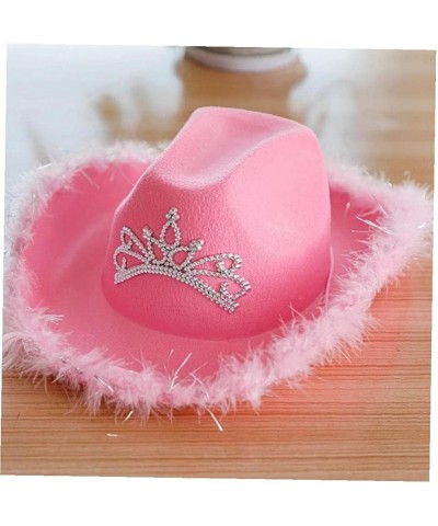 Cowboy Hat Flashing Crown with Lanyard Cowboy Princess Hat Holiday Costume Party Pink $18.97 Kids' Dress-Up Accessories