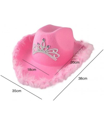 Cowboy Hat Flashing Crown with Lanyard Cowboy Princess Hat Holiday Costume Party Pink $18.97 Kids' Dress-Up Accessories