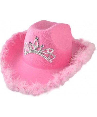 Cowboy Hat Flashing Crown with Lanyard Cowboy Princess Hat Holiday Costume Party Pink $18.97 Kids' Dress-Up Accessories