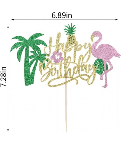 Glitter Flamingo Happy Birthday Cake Topper Hawaiian Luau Tropical Pineapple Theme Kids Boys Girls Party Decoration Supplies ...