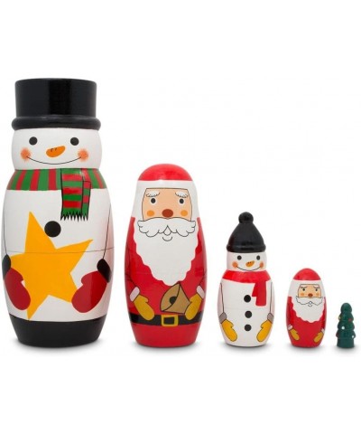 Santa Snowman & Christmas Tree Wooden Nesting Dolls 5 Inches $49.86 Nesting Dolls