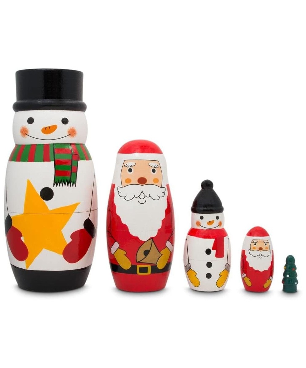 Santa Snowman & Christmas Tree Wooden Nesting Dolls 5 Inches $49.86 Nesting Dolls