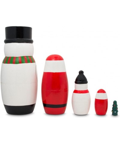 Santa Snowman & Christmas Tree Wooden Nesting Dolls 5 Inches $49.86 Nesting Dolls