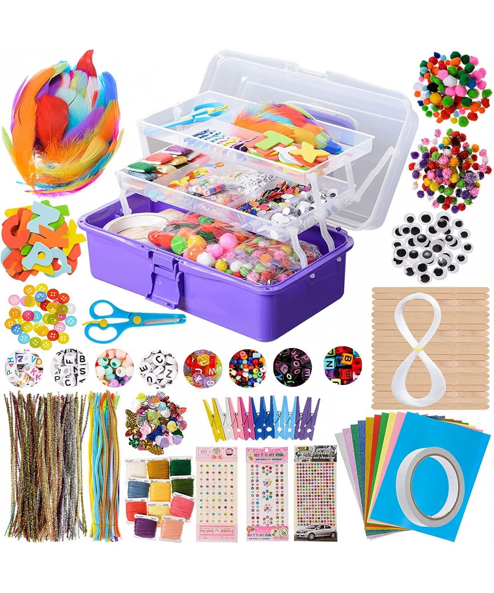 Arts and Crafts Supplies Set Craft Art Supply Kit for Girls Boys Include Pipe Cleaners Pom Poms Folding Storage Box - Great G...