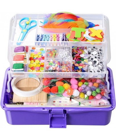 Arts and Crafts Supplies Set Craft Art Supply Kit for Girls Boys Include Pipe Cleaners Pom Poms Folding Storage Box - Great G...