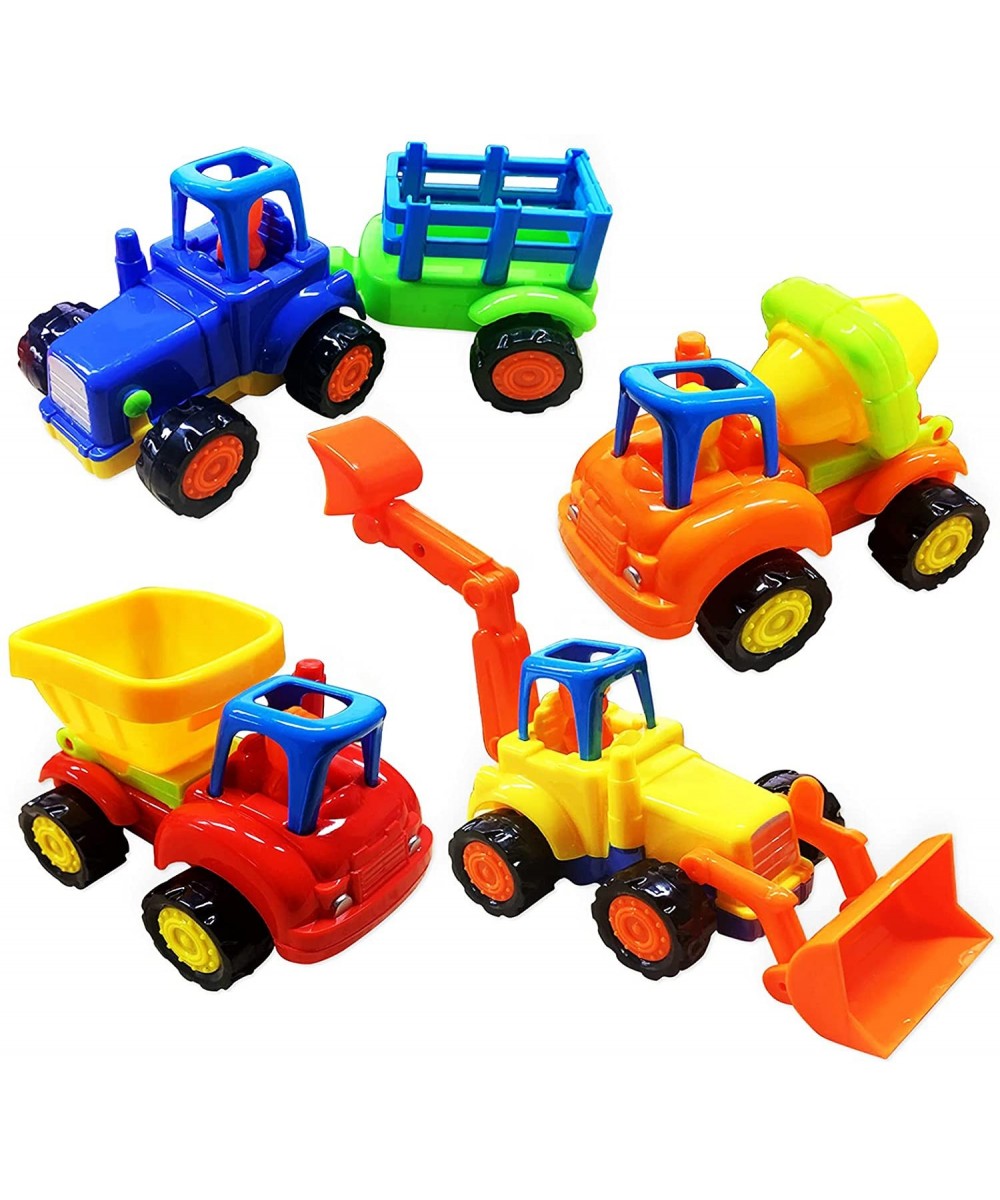 Cartoon Toy Series Friction Powered Cars Toy for 5 Year Push and Go Car Tractor Construction Vehicles Toy 4 Set Tractor Bulld...