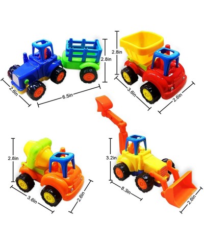 Cartoon Toy Series Friction Powered Cars Toy for 5 Year Push and Go Car Tractor Construction Vehicles Toy 4 Set Tractor Bulld...