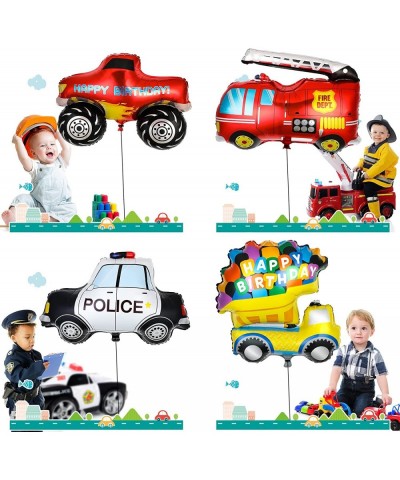 10 Pieces Transportation Birthday Party Decoration for Boys Car Balloons Ice Cream Cart School Bus Fire Truck Train Police Bu...