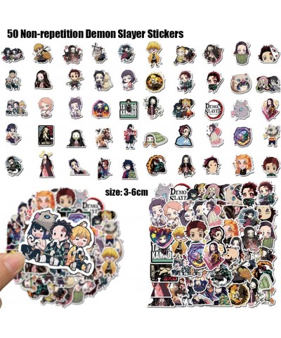 Kimetsu no Yaiba Gift Set 50 Non-Repetition Stickers 1 Acrylic Animation Standing Sign 5 Button Pins 1Keychain 1 Bracelets fo...