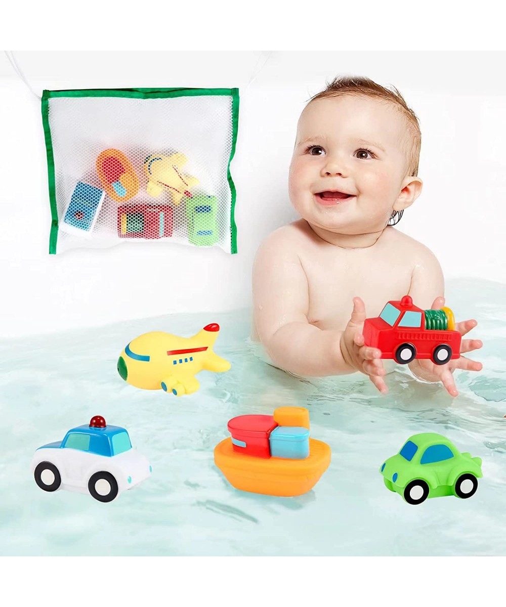 Toddler Bath Toys Bathtub Toy - Kids Floating Water Spray Toy Fun Bathtime with Boat Plice Car Fire Truck and Plane Plastic T...