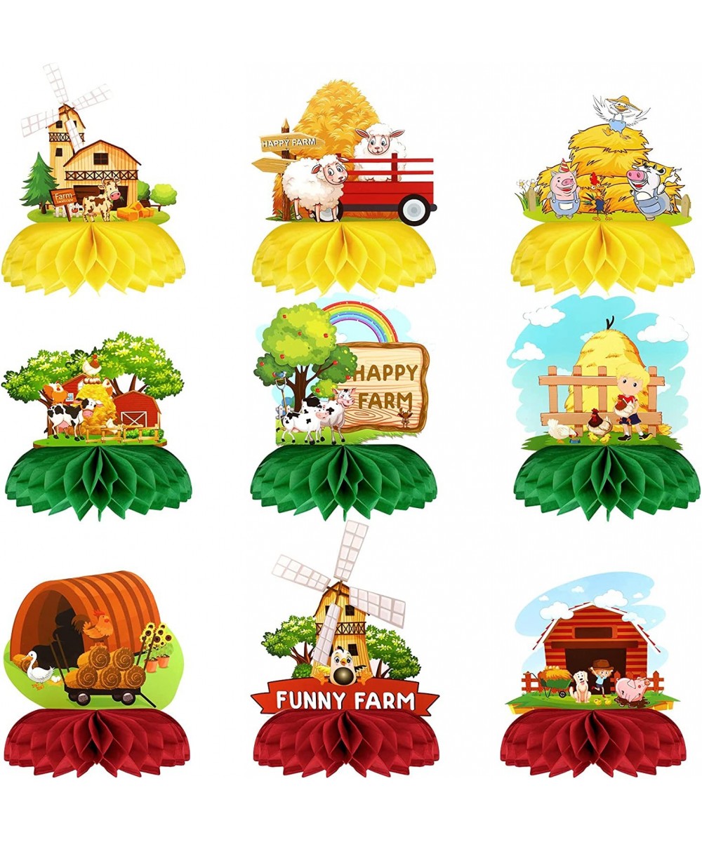 9 Pieces Farm Birthday Party Supplies for Kids Happy Farm Decorations 3D Animals Honeycomb Centerpieces Farm Barn Themed Cake...