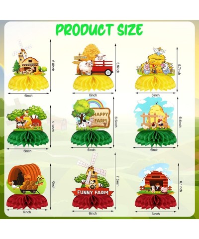 9 Pieces Farm Birthday Party Supplies for Kids Happy Farm Decorations 3D Animals Honeycomb Centerpieces Farm Barn Themed Cake...