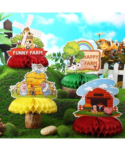 9 Pieces Farm Birthday Party Supplies for Kids Happy Farm Decorations 3D Animals Honeycomb Centerpieces Farm Barn Themed Cake...