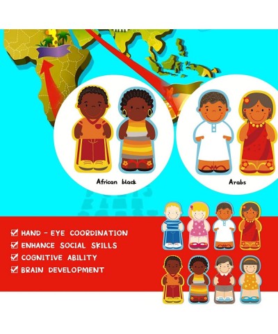 Wooden Puzzle for Toddlers 1-3 Children of The World Racial Cognition Dress-up Peg Puzzle Educational Toys 24 Pieces Mix and ...