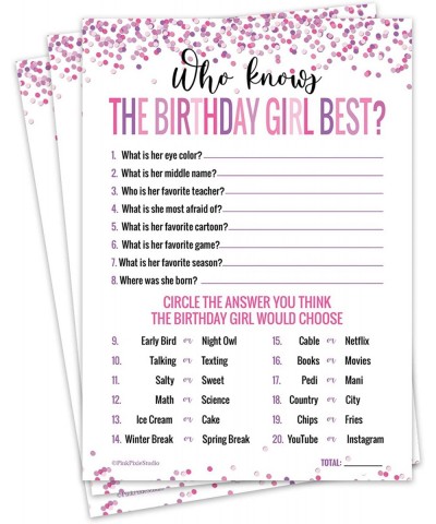 15 Who Knows The Birthday Girl Best Game Cards- for Child or Teen- Fun and Easy Game for Party or Sleepover- Girl Birthday Su...