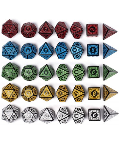 5 Sets Dice DND Polyhedral Dice Set (35pcs) with Leather Dice Bag D&D Dice Set for Dungeons and Dragons RPG MTG Table Games (...