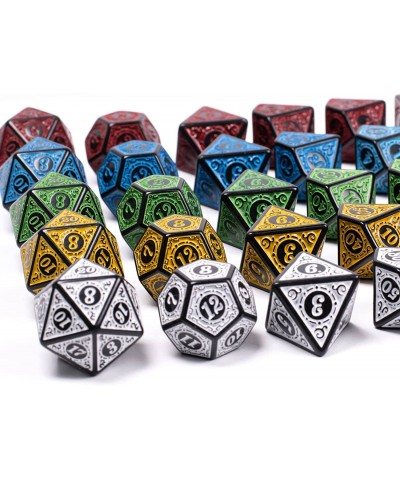 5 Sets Dice DND Polyhedral Dice Set (35pcs) with Leather Dice Bag D&D Dice Set for Dungeons and Dragons RPG MTG Table Games (...