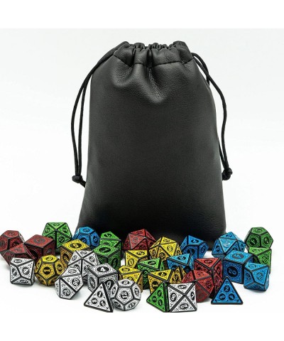 5 Sets Dice DND Polyhedral Dice Set (35pcs) with Leather Dice Bag D&D Dice Set for Dungeons and Dragons RPG MTG Table Games (...