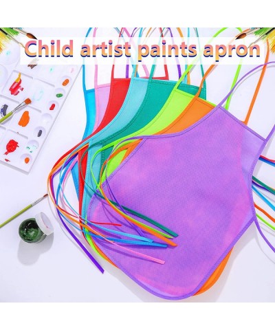 100 Pack Children's Artists Fabric Aprons Art Smocks for Kids Aprons Bulk Kids Painting Aprons for Classroom Kitchen Communit...