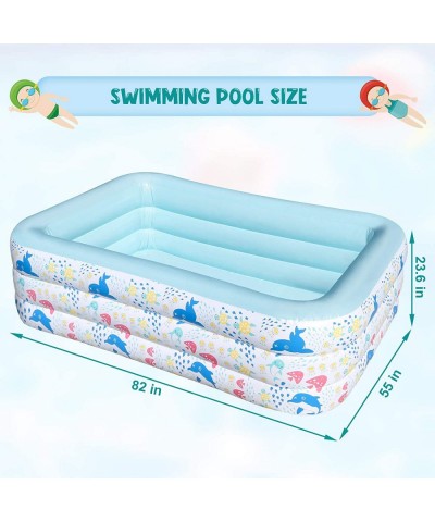 Inflatable Swimming Pool for Kids Above Ground Blow Up Pools Family Lounge Toys 83”x55”x24” Outdoor Garden Backyard Water Fun...