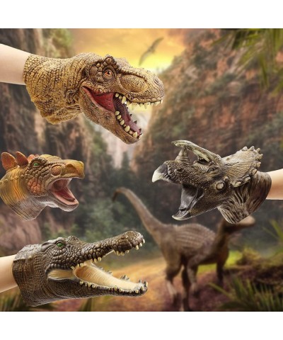 Dinosuar Puppet Raptor T-rex Head Puppets Realistic Soft Latex Rubber Animal Glove Hand Puppet for Kids $22.54 Hand Puppets