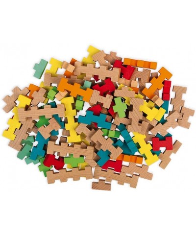 100 Piece Wooden Building Kit with Notched Blocks - Ages 6+ - J08301 $49.99 Toy Stacking Block Sets