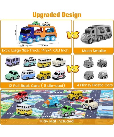 14PCS Toy Trucks Car for 2 3 4 5 Year Old Toddlers Boys Girls Transport Car Carrier Truck Pull Back Vehicles Toys Car Trucks ...