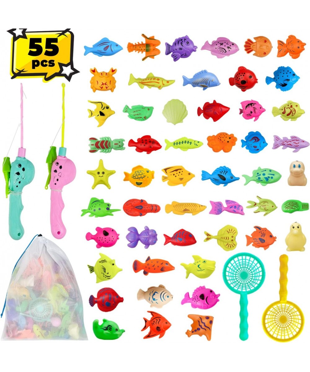 Magnetic Fishing Toys Water Pool Games for Kids Bathtub Bath Game Set for Toddlers with 50 Fish 2 Fishing Rod and 2 Nets Pool...