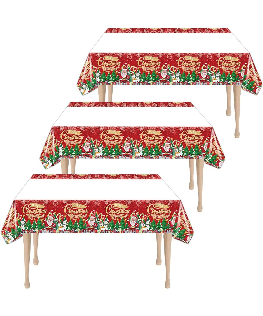 3 Pack Plastic Tablecloth 42x70inch Christmas Disposable Table Cover Christmas Parties Tablecloth Disposable Rectangle Tablec...