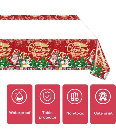 3 Pack Plastic Tablecloth 42x70inch Christmas Disposable Table Cover Christmas Parties Tablecloth Disposable Rectangle Tablec...