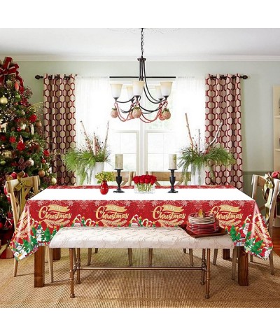 3 Pack Plastic Tablecloth 42x70inch Christmas Disposable Table Cover Christmas Parties Tablecloth Disposable Rectangle Tablec...