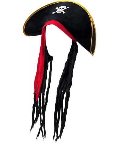 Pirate Hat with Dreadlocks – Pirate Costume Accessories for Dress Up Parties & Halloween Costumes - Classic Caribbean Pirate ...