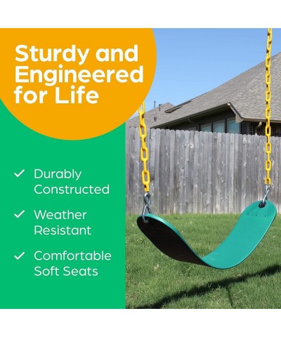 Outdoor Swing Seat Replacement - Pack of 1 Replacement Swings for Swingsets for Outside with Plastic Coated Chains and 2 Hook...