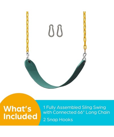 Outdoor Swing Seat Replacement - Pack of 1 Replacement Swings for Swingsets for Outside with Plastic Coated Chains and 2 Hook...