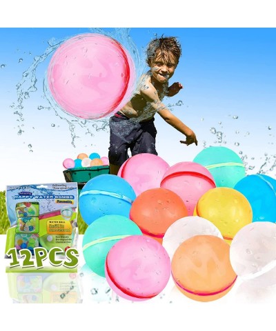 Reusable Water Balloons 12PCS Refillable Magnetic Water Balloons Quick Fill Happy Water Bombs Splash Ball for Kids Adults Wat...