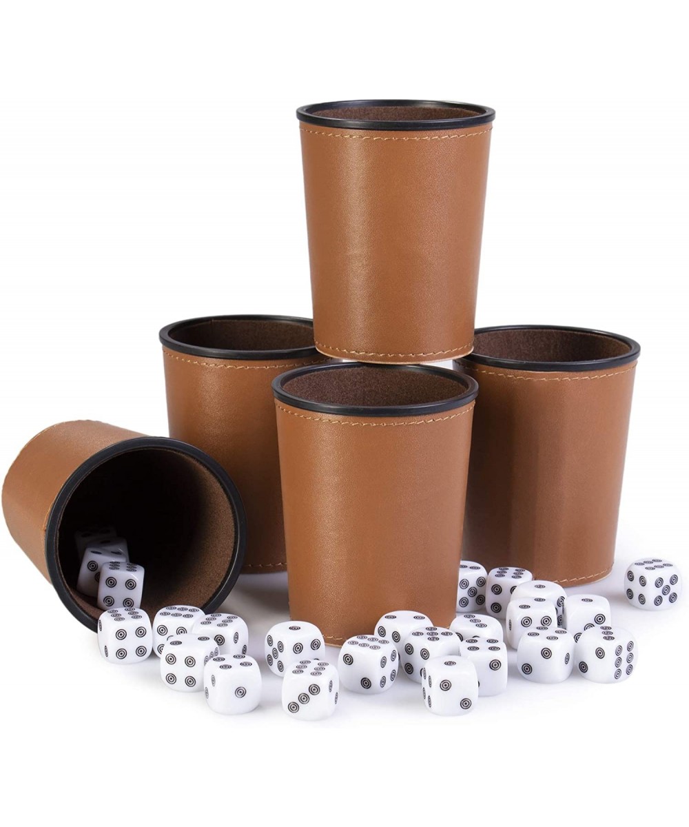 5 Leather Dice Cups and 25 Bullseye Dice by Bullseye Game Night | Classic Dice for Farkle Liar's Dice Bunco | Brown $40.84 Ga...